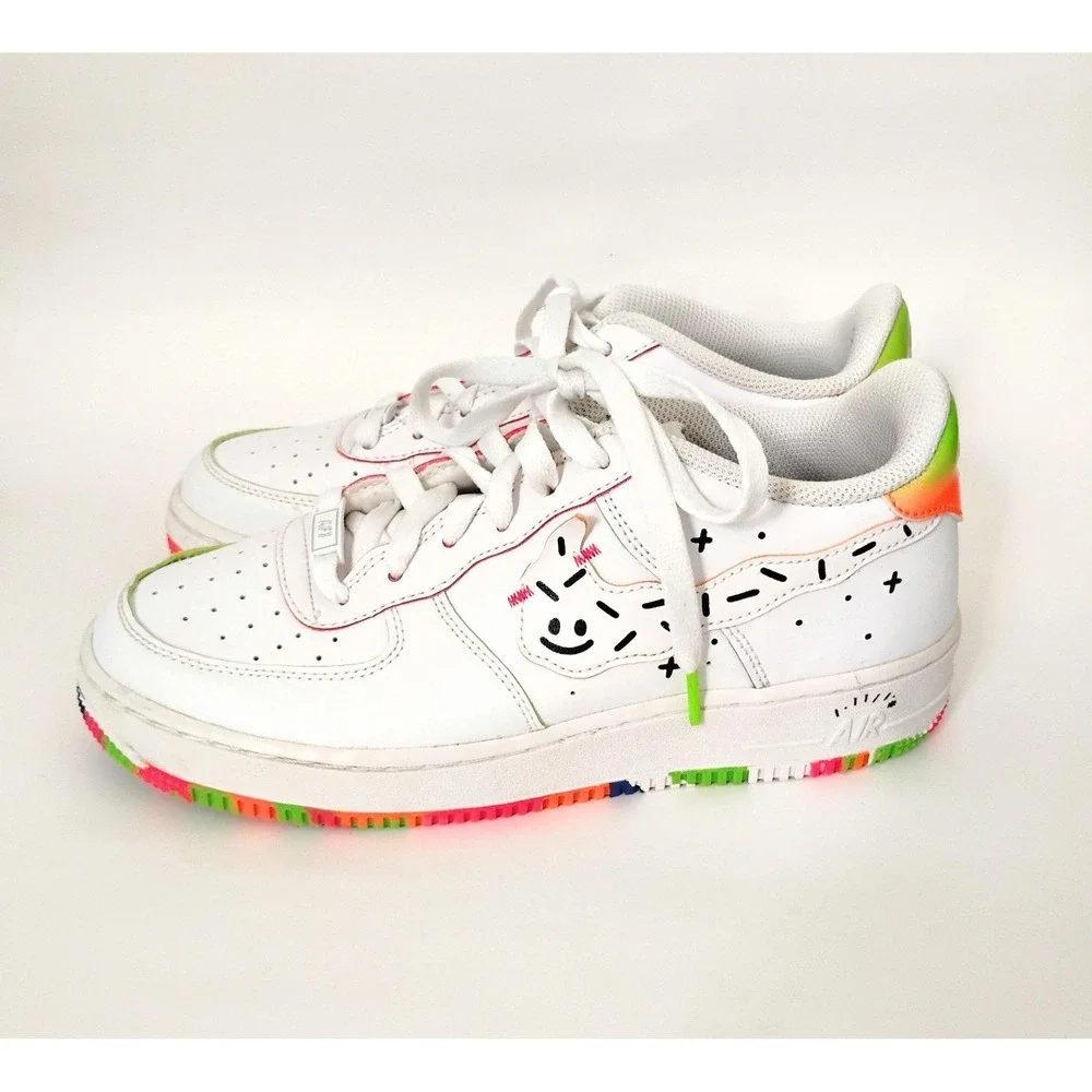 Nike Air Force 1 Low GS Doodle White Multi Color DV1366-111 Kids 7Y Womens 8.5
